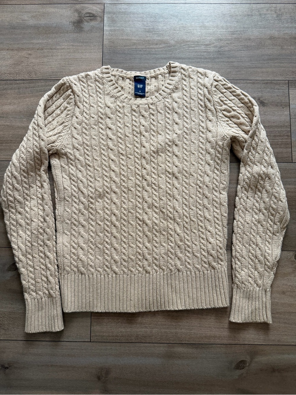 GAP Men's Cable-Knit Crewneck Sweater - Beige